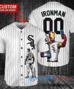 Chicago White Sox x Marvel Iron Man Tony Stark with Trophy Custom Baseball Jersey White