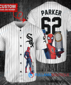 Chicago White Sox x Marvel Spiderman with Trophy Custom Baseball Jersey White