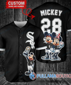 Chicago White Sox x Mickey and Minnie with Trophy Baseball Jersey Black