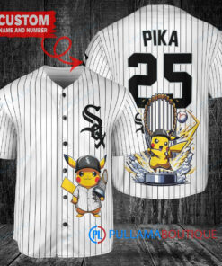 Chicago White Sox x Pikachu Pokemon with Trophy Custom Baseball Jersey White