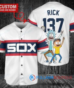 Chicago White Sox x Rick and Morty with Trophy Custom Baseball Jersey White Stripe