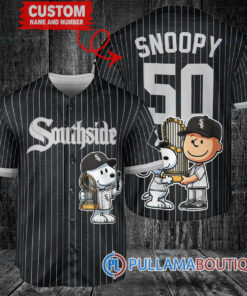 Chicago White Sox x Snoopy and Charlie Brown with Trophy Baseball Jersey Black City Connect