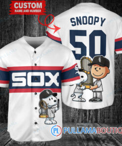 Chicago White Sox x Snoopy and Charlie Brown with Trophy Baseball Jersey Stripe