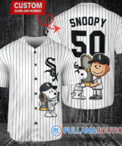 Chicago White Sox x Snoopy and Charlie Brown with Trophy Baseball Jersey White