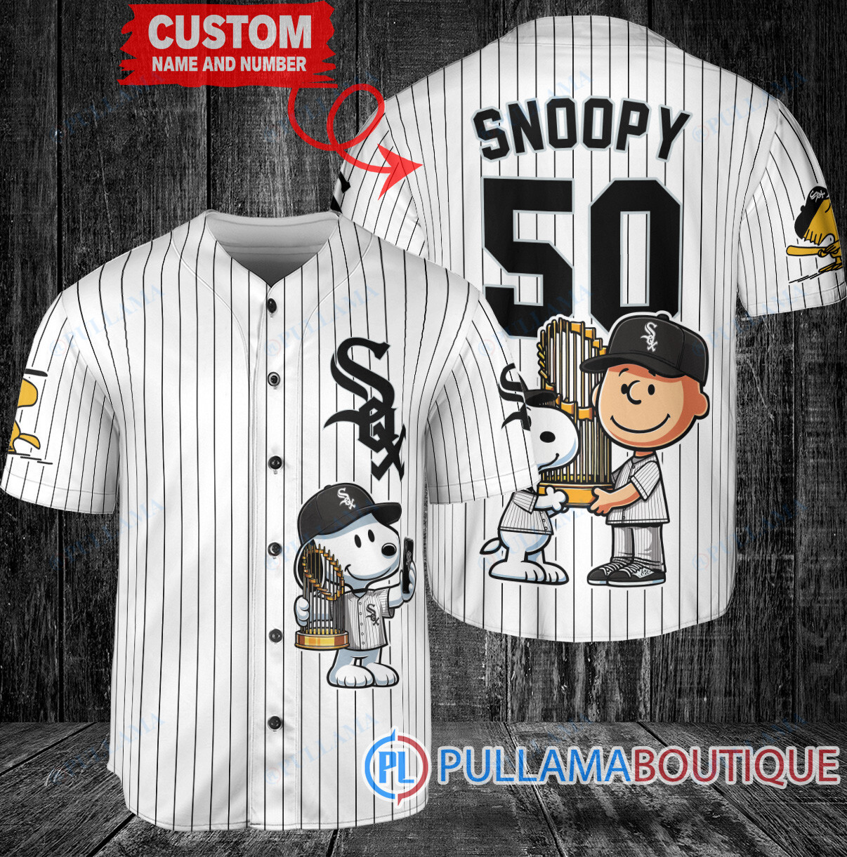 Chicago Cubs x Snoopy and Charlie Brown with Trophy Baseball Jersey Navy