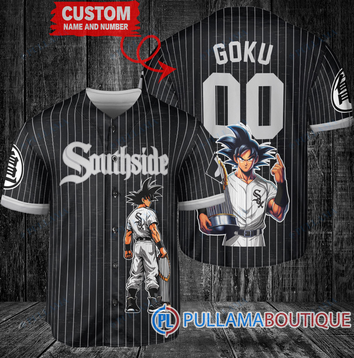 Chicago Cubs x Son Goku Kakarot Super Saiyan Dragon Ball Z with Trophy Baseball Jersey White V2