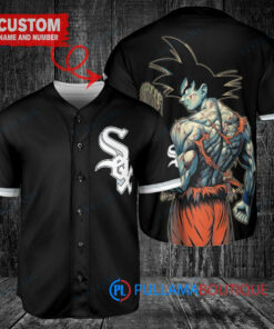 Chicago White Sox x Son Goku Kakarot Super Saiyan Dragon Ball Z with Trophy Baseball Jersey Black