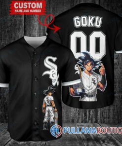 Chicago White Sox x Son Goku Kakarot Super Saiyan Dragon Ball Z with Trophy Baseball Jersey Black V2