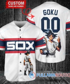 Chicago White Sox x Son Goku Kakarot Super Saiyan Dragon Ball Z with Trophy Baseball Jersey Stripe