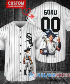 Chicago White Sox x Son Goku Kakarot Super Saiyan Dragon Ball Z with Trophy Baseball Jersey White V2