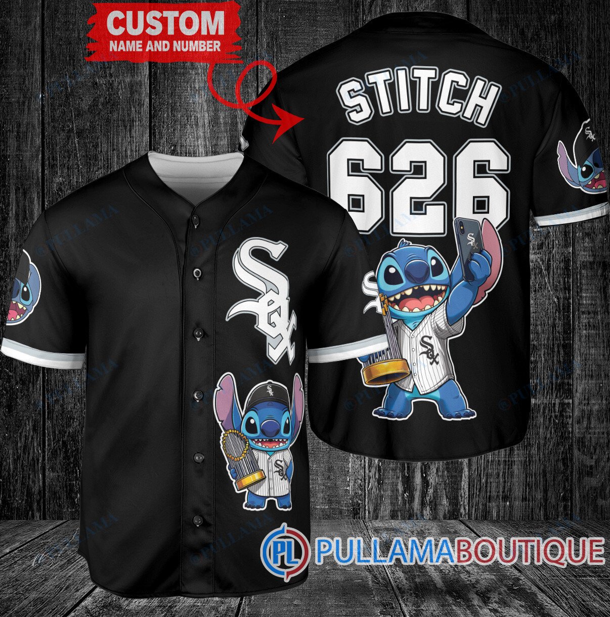 Seattle Mariners x Stitch with Trophy Baseball Jersey White