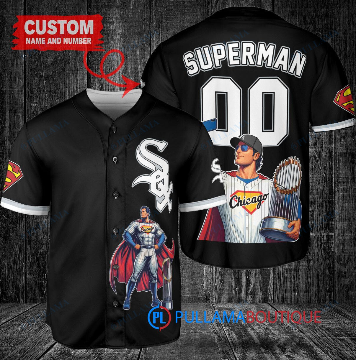 Detroit Tigers x Superman DC Comics with Trophy Custom Baseball Jersey Navy