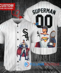 Chicago White Sox x Superman DC Comics with Trophy Custom Baseball Jersey White