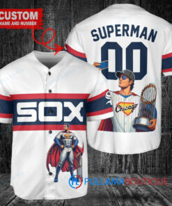 Chicago White Sox x Superman DC Comics with Trophy Custom Baseball Jersey White Stripe