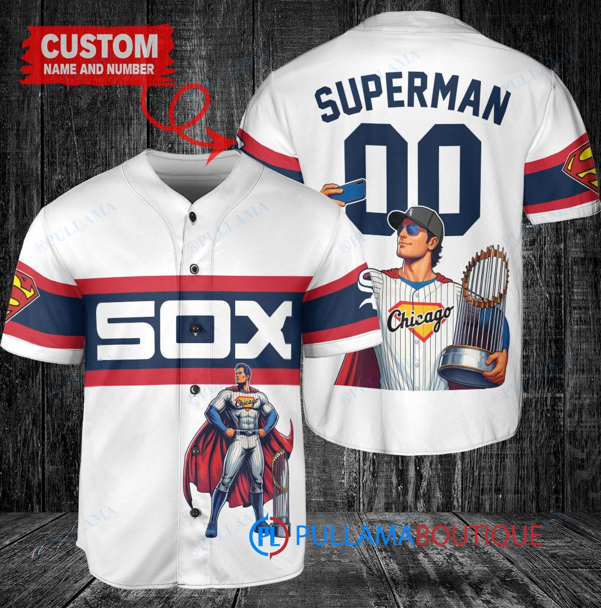 San Francisco Giants x Superman DC Comics with Trophy Custom Baseball Jersey White City Connect