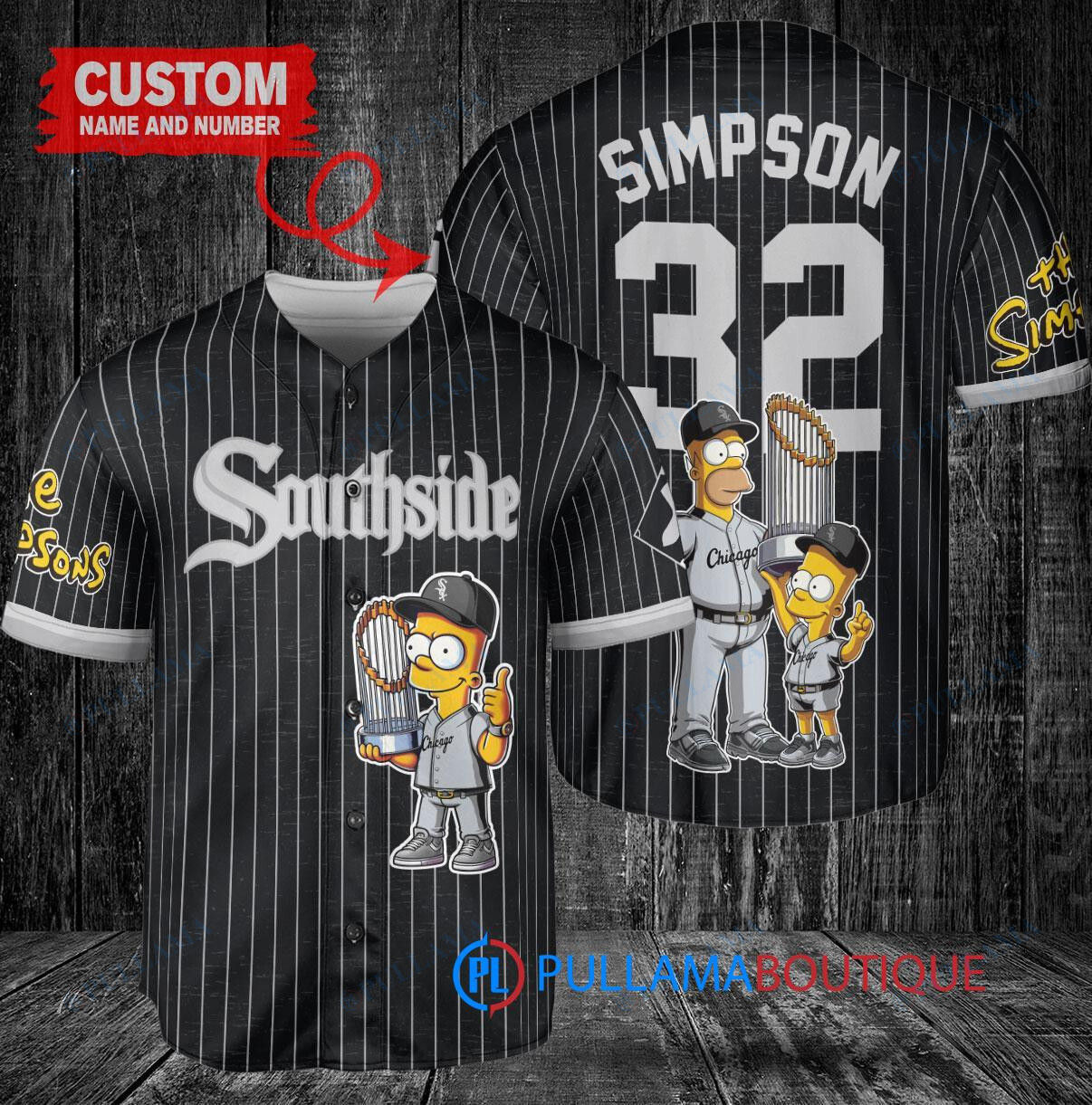 Cleveland Guardians x The Simpsons Bart Simpson, Homer Simpson, Lisa Simpson with Trophy Custom Baseball Jersey White