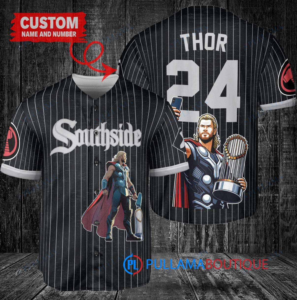 New York Mets x Thor Marvel with Trophy Custom Baseball Jersey Graphite City Connect