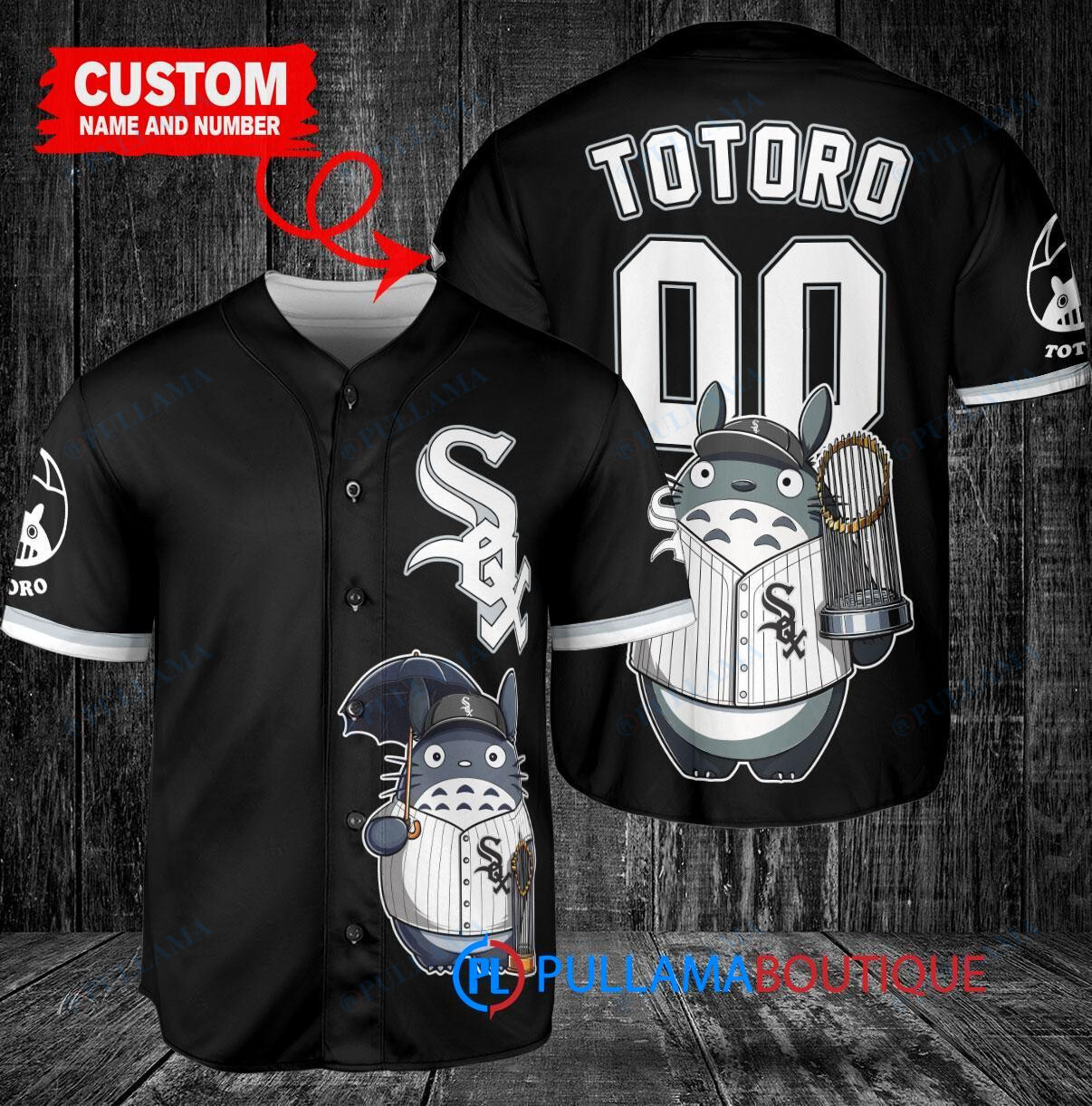 Baltimore Orioles x Totoro Studio Ghibli with Trophy Custom Baseball Jersey Black