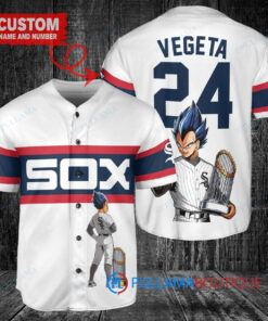 Chicago White Sox x Vegeta Super Saiyan Dragon Ball Z with Trophy Custom Baseball Jersey White Stripe