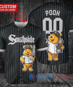 Chicago White Sox x Winnie the Pooh with Trophy Custom Baseball Jersey Black City Connect