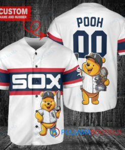 Chicago White Sox x Winnie the Pooh with Trophy Custom Baseball Jersey White Stripe