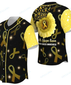 Childhood Cancer Sunflower Yellow Ribbon Baseball Jersey