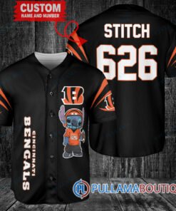 Cincinnati Bengals Stitch Custom Baseball Jersey Black