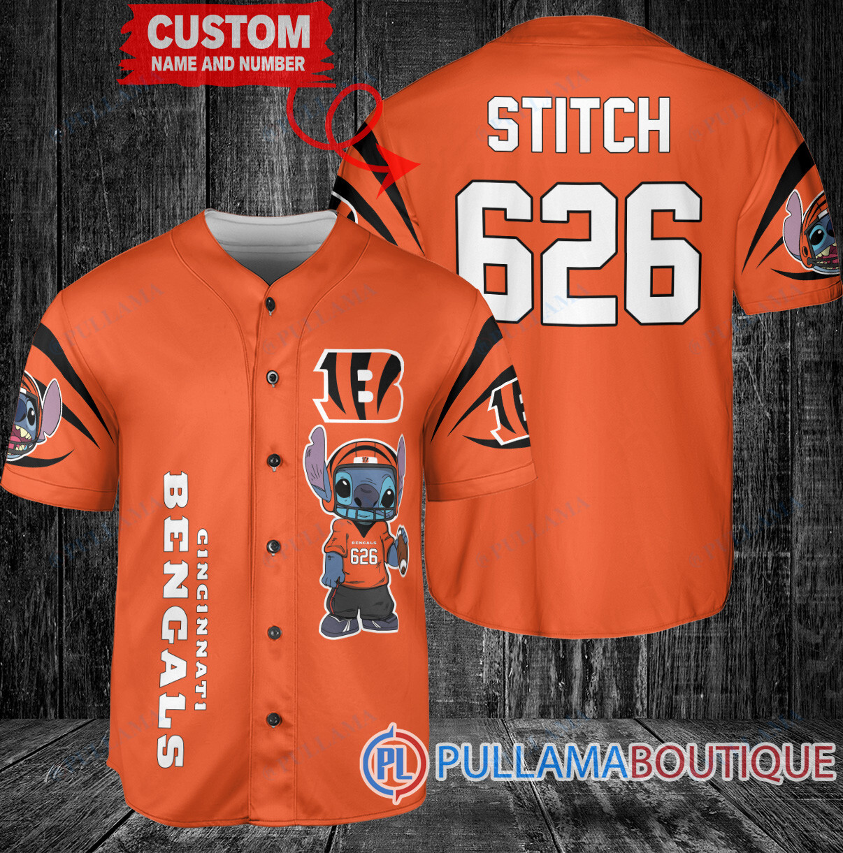 Cincinnati Bengals Stitch Custom Baseball Jersey Black