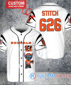 Cincinnati Bengals Stitch Custom Baseball Jersey White