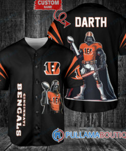 Cincinnati Bengals x Darth Vader Star Wars with Trophy Custom Baseball Jersey Black