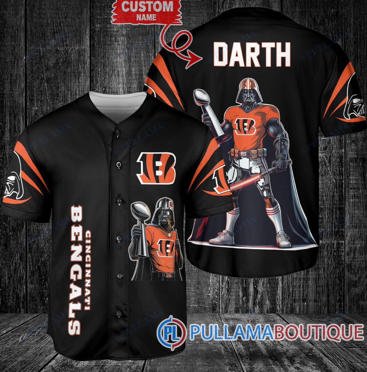 Chicago Bears x Darth Vader Star Wars with Trophy Custom Baseball Jersey Orange