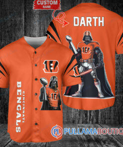 Cincinnati Bengals x Darth Vader Star Wars with Trophy Custom Baseball Jersey Orange