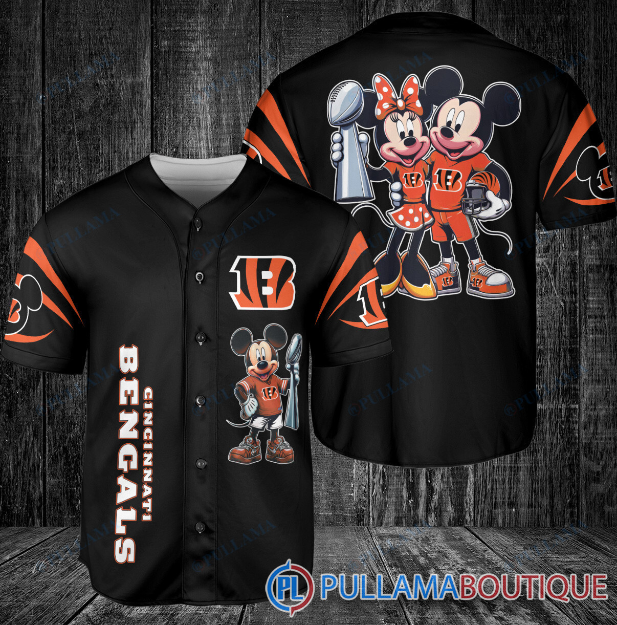 Miami Dolphins x Mickey and Minnie with Trophy Baseball Jersey Orange