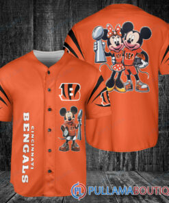 Cincinnati Bengals x Mickey and Minnie with Trophy Baseball Jersey Orange