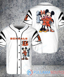 Cincinnati Bengals x Mickey and Minnie with Trophy Baseball Jersey White