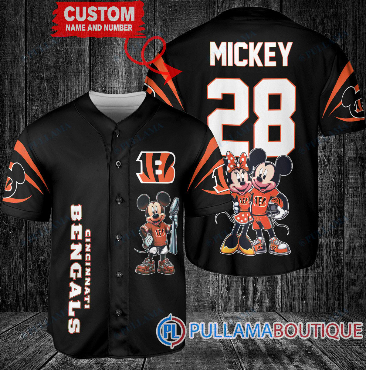 Green Bay Packers x Mickey and Minnie with Trophy Custom Baseball Jersey Green