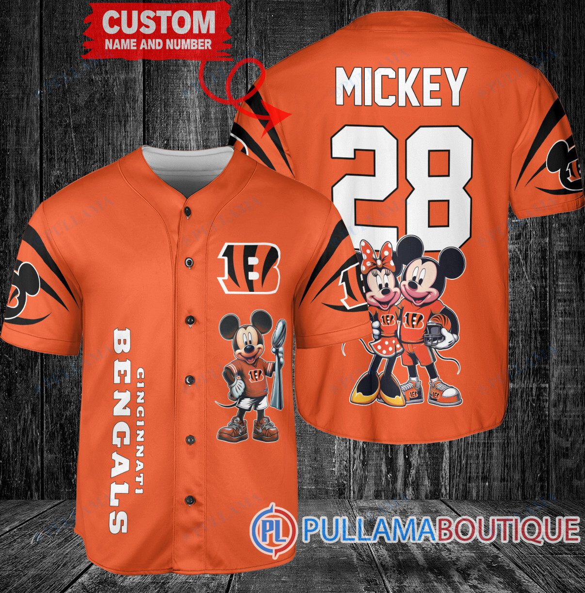 Carolina Panthers x Mickey and Minnie with Trophy Custom Baseball Jersey Blue