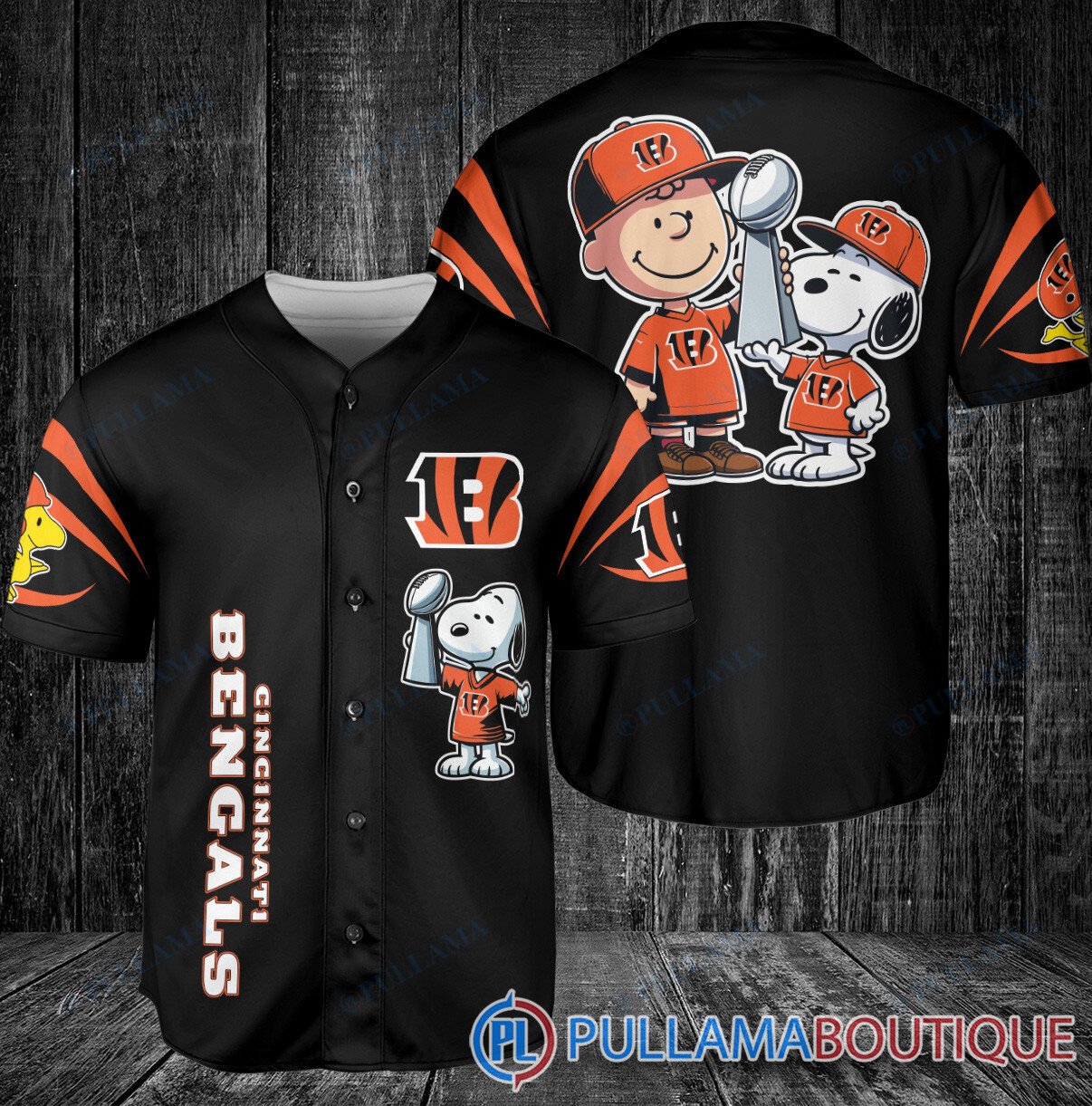 Detroit Lions x Snoopy and Charlie Brown with Trophy Baseball Jersey Gray