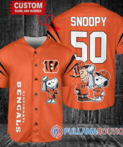 Cincinnati Bengals x Snoopy and Charlie Brown with Trophy Custom Baseball Jersey Orange