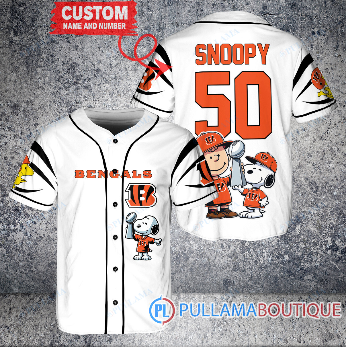 Pittsburgh Steelers x Snoopy and Charlie Brown with Trophy Custom Baseball Jersey Black Without Piping