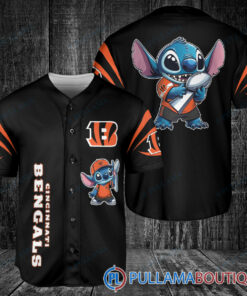 Cincinnati Bengals x Stitch with Trophy Baseball Jersey Black