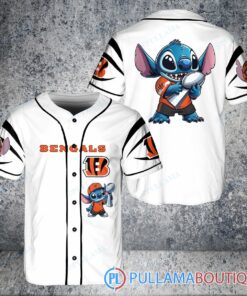 Cincinnati Bengals x Stitch with Trophy Baseball Jersey White