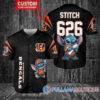 Carolina Panthers x Stitch with Trophy Custom Baseball Jersey Black-Blue