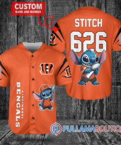 Cincinnati Bengals x Stitch with Trophy Custom Baseball Jersey Orange