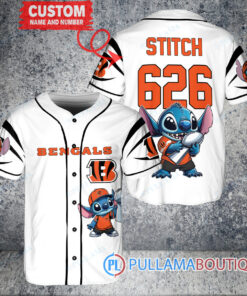 Cincinnati Bengals x Stitch with Trophy Custom Baseball Jersey White