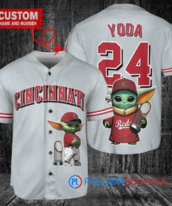 Cincinnati Reds Baby Yoda Star Wars Mandalorian Trophy Baseball Jersey Gray