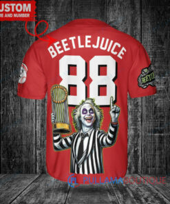 Cincinnati Reds Beetlejuice Halloween World Series Trophy Baseball Jersey Red