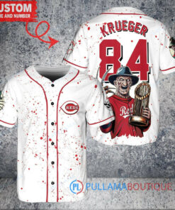 Cincinnati Reds Freddy Krueger Halloween World Series Trophy Baseball Jersey White