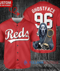 Cincinnati Reds Ghostface Scream Halloween World Series Trophy Baseball Jersey Red