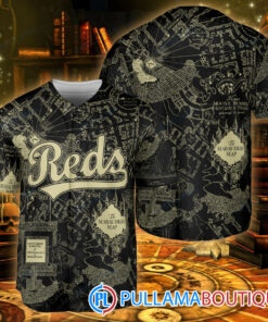 Cincinnati Reds Harry Potter The Marauders Map Baseball Jersey Black